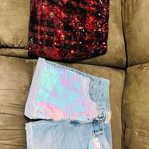 Ralph Lauren Black and Red Sequin Skirt